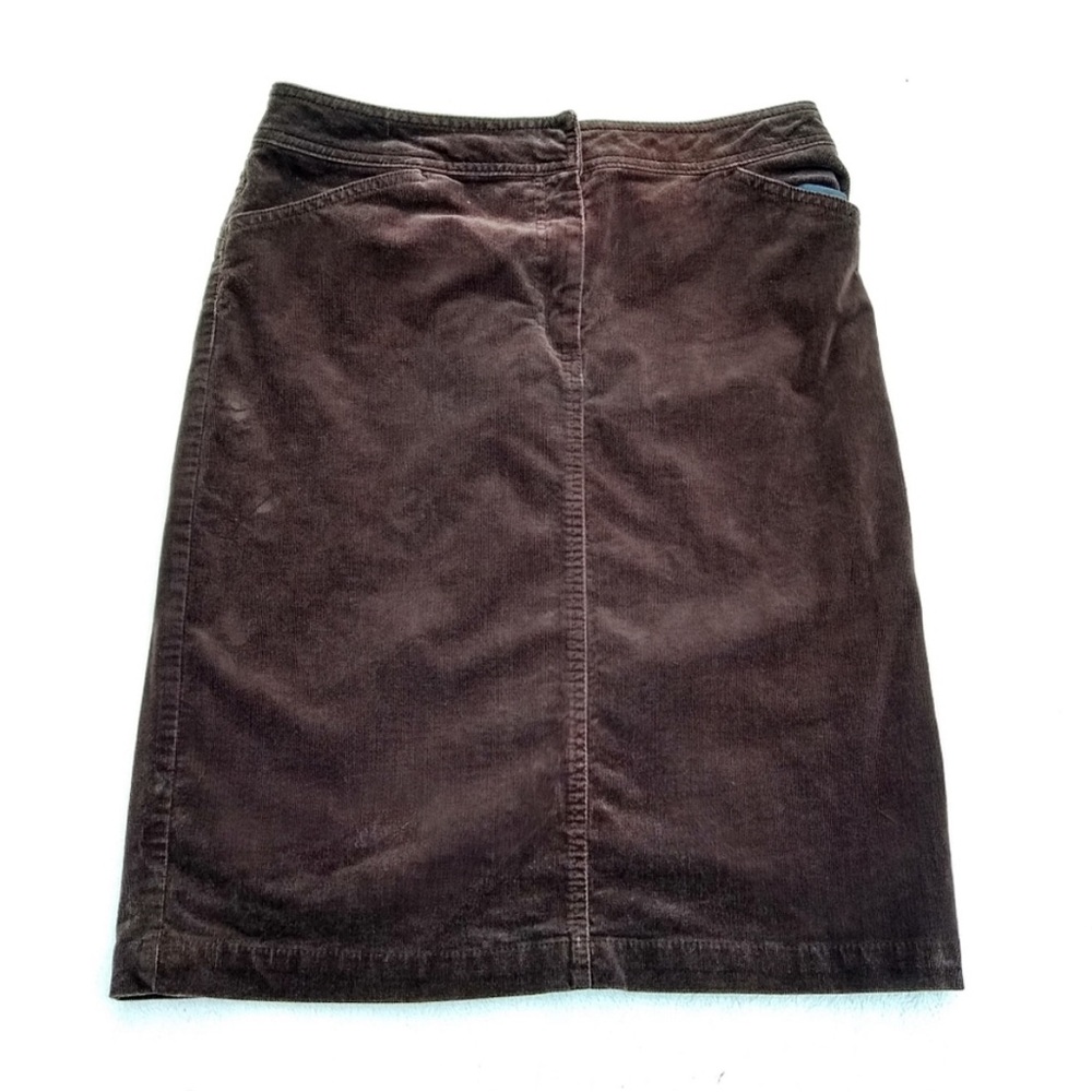 J Crew Brown Corduroy Skirt Size 6 Side Slit Short Midi